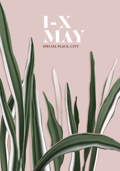 Poster  Brins d'herbe vert foncé sur fond beige