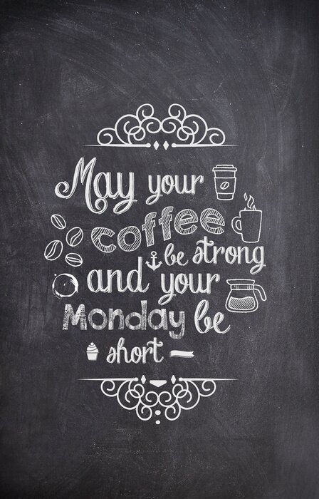 Poster  Café, citation, écrit, craie, noir, planche