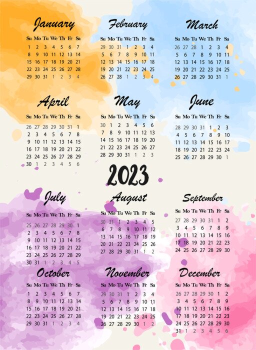 Poster  Calendrier 2023 aquarelle