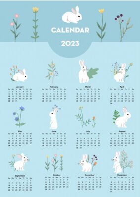 Poster  Calendrier 2023 lapins