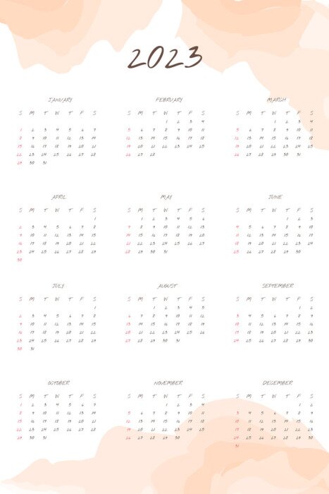 Poster  Calendrier 2023 pastels