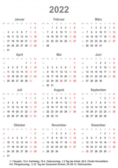 Poster  Calendrier allemand