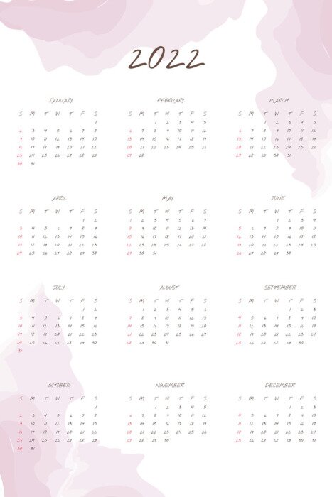 Poster  Calendrier aux couleurs pastel