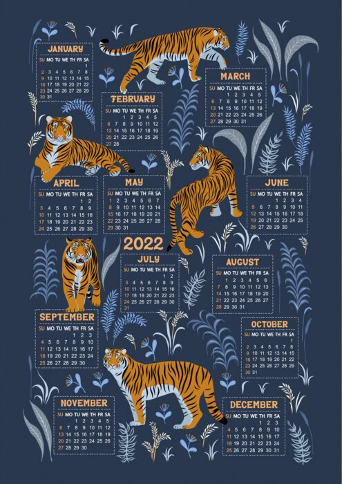 Poster  Calendrier avec des animaux