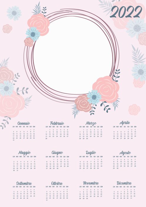 Poster  Calendrier avec des emplacements pour des photos