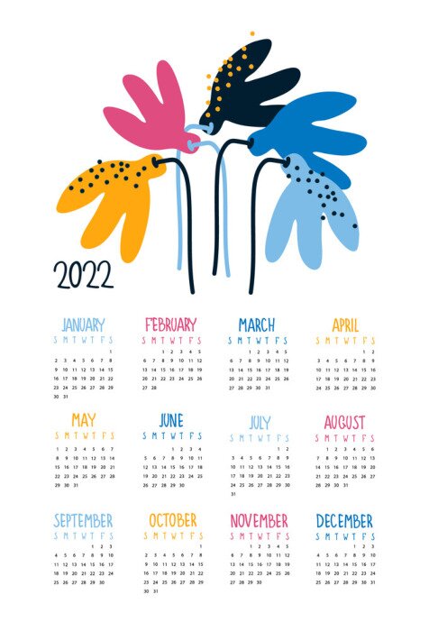 Poster  Calendrier avec des plantes