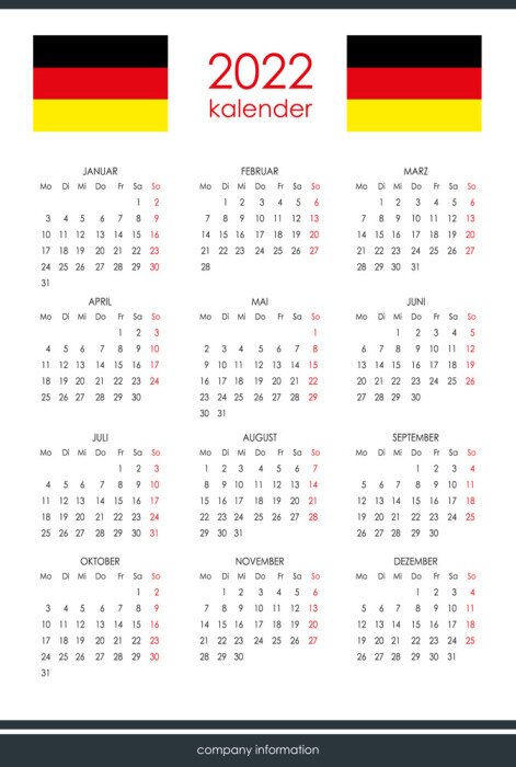 Poster  Calendrier avec un drapeau allemand