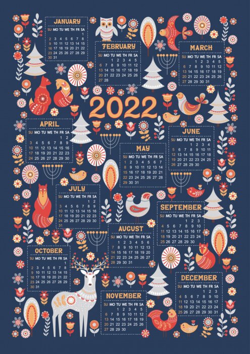 Poster  Calendrier bleu