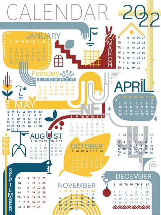 Poster  Calendrier coloré