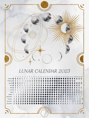 Poster  Calendrier gris lunaire 2023