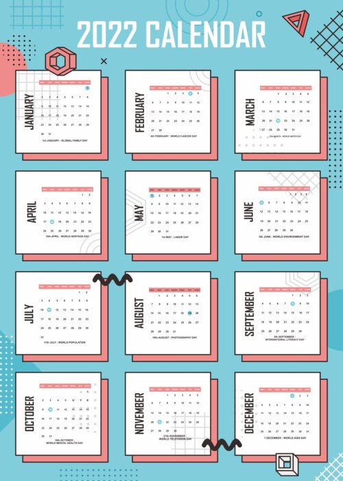 Poster  Calendrier style Memphis