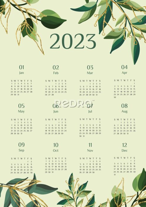 Poster  Calendrier vert 2023