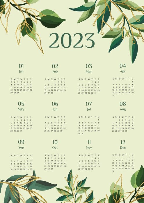 Poster  Calendrier vert 2023