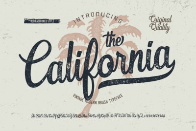 Poster  "California". Vintage Brush Font. Retro Typeface. Vector Illustration.