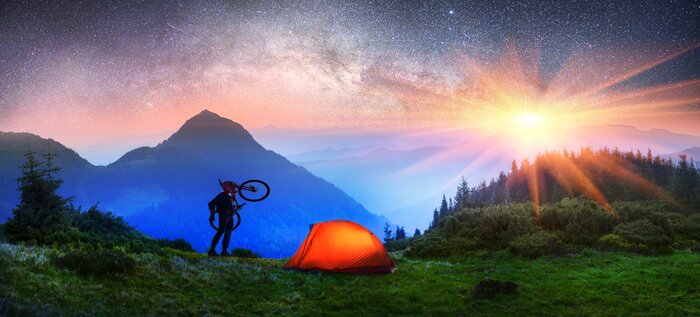 Poster  Camper à la montagne