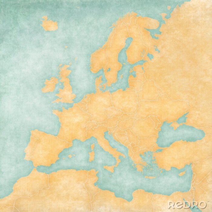 Poster  Carte de l'Europe - Carte vierge (Vintage Series)