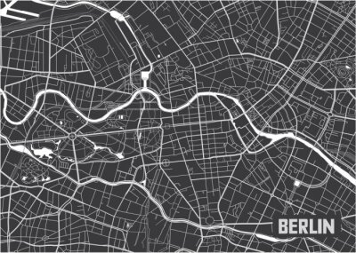 Poster  Carte de la carte de la ville de Berlin minimaliste.