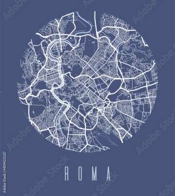 Poster  Carte de Rome en cercle