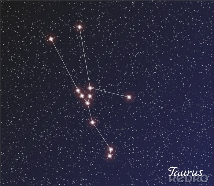 Poster  Carte des étoiles dans la constellation du Taureau