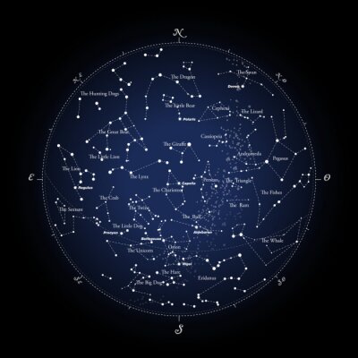 Poster  Carte du ciel avec les constellations