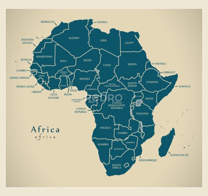 Poster  Carte du continent africain