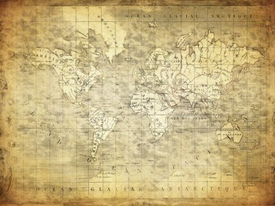 Carte du monde historique sur papier vieilli