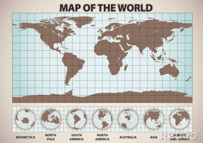 Poster  Carte du monde style rétro