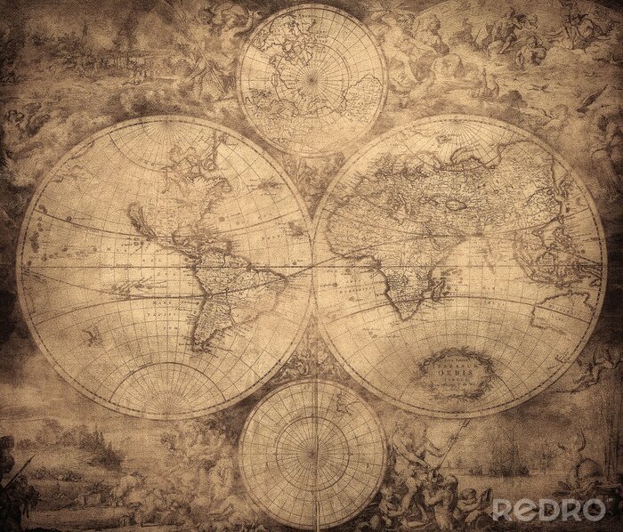 Poster  Carte du XVIIe siècle en sépia