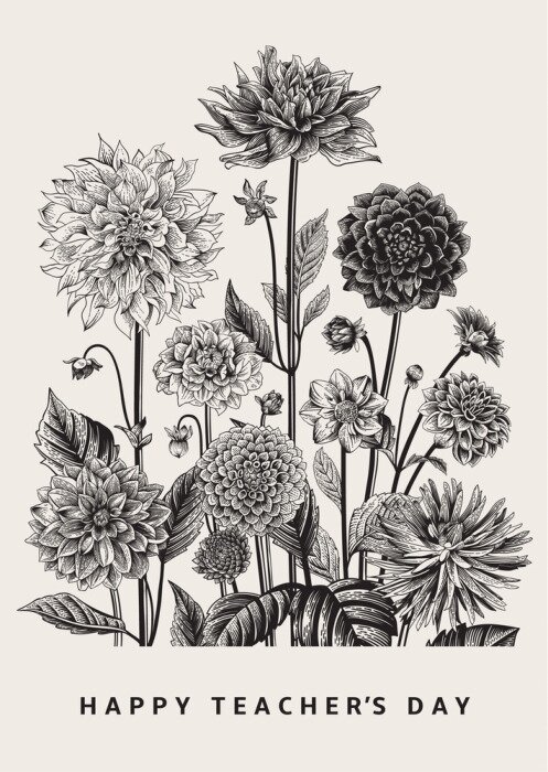 Poster  Carte florale rétro pour la Journée des enseignants