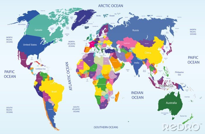 Poster  carte géographique et politique mondial