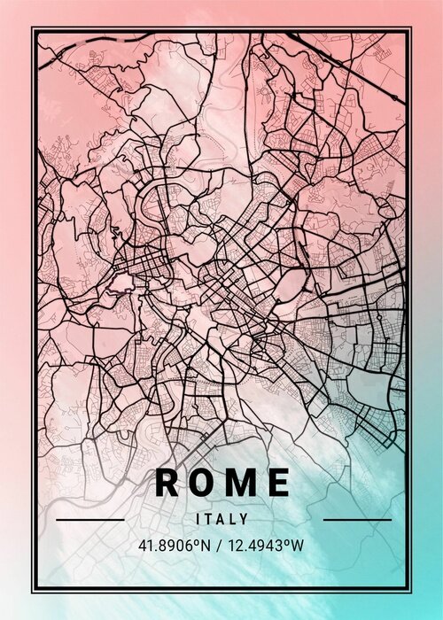 Poster  Carte ombrée de Rome