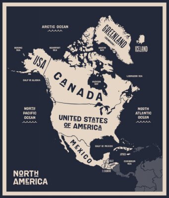 Poster  Carte politique de l'Amérique du Nord
