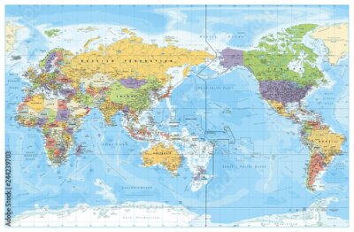 Poster  Carte politique du monde en couleurs