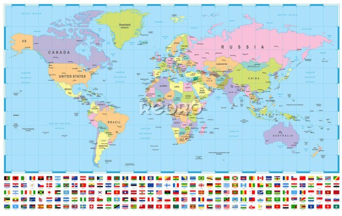 Poster  Carte politique précise avec cartes des pays