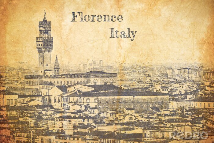 Poster  Carte postale ancienne de la capitale de la Toscane