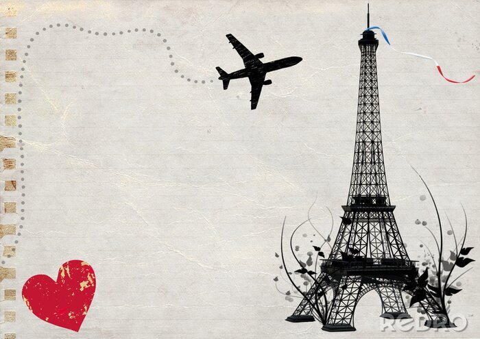 Poster  Carte postale française avec symboles