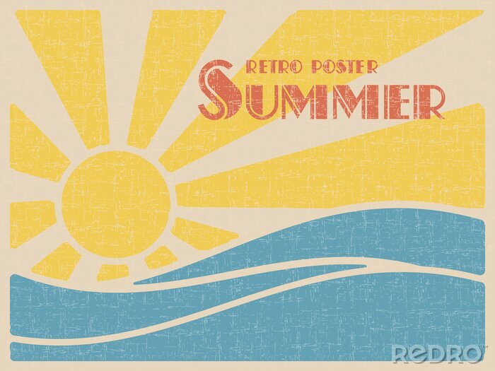 Poster  Carte postale rétro avec coucher de soleil