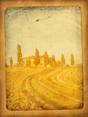 Carte postale rétro avec vue sur la Toscane