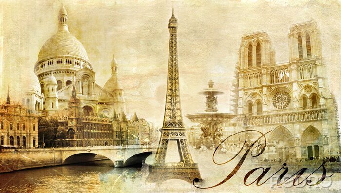 Poster  Carte postale rétro de Paris