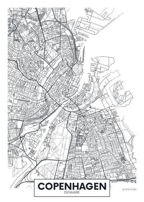 Poster  Carte schématique de Copenhague