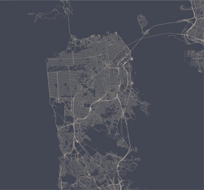 carte vectorielle de la ville de San Francisco, USA