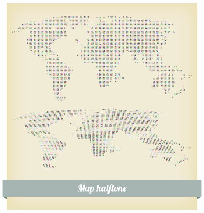 Poster  Carte vectorielle en demi-teinte