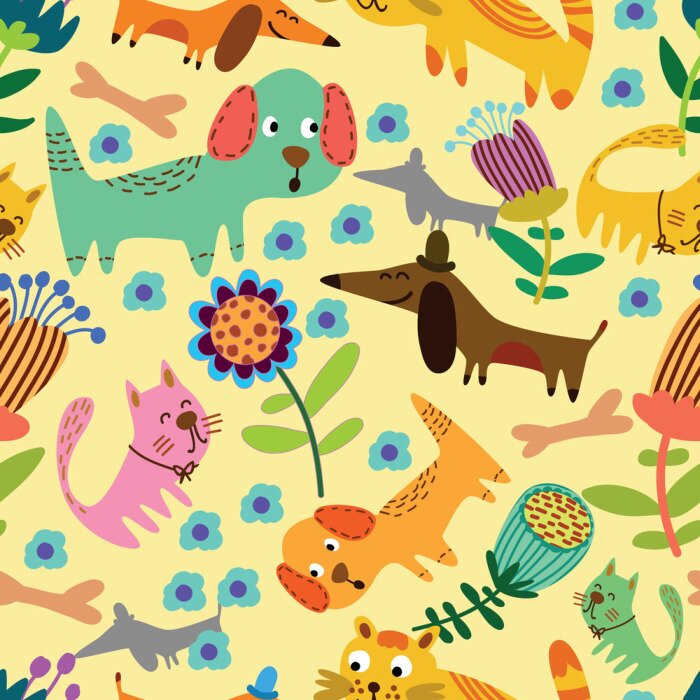 Poster  Cartoon seamless pattern pour les dessins enfantins.