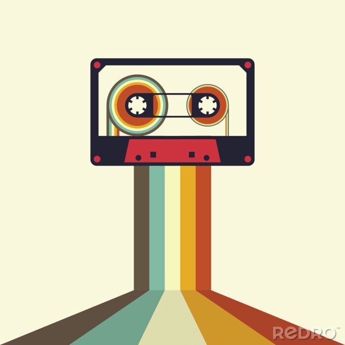 Poster  Cassette, retro, vendange, style, vecteur, Illustration