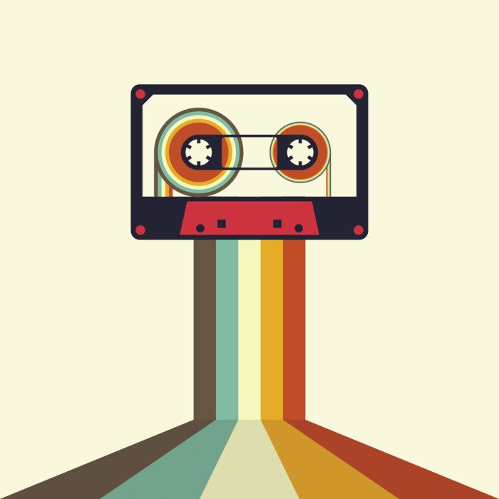 Poster  Cassette, retro, vendange, style, vecteur, Illustration