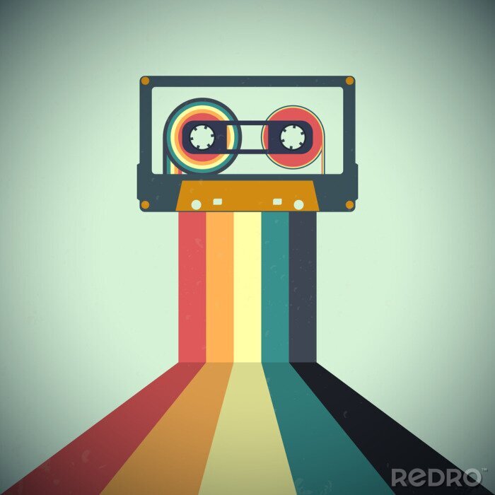 Poster  Cassettes music retro style. Vector illustration