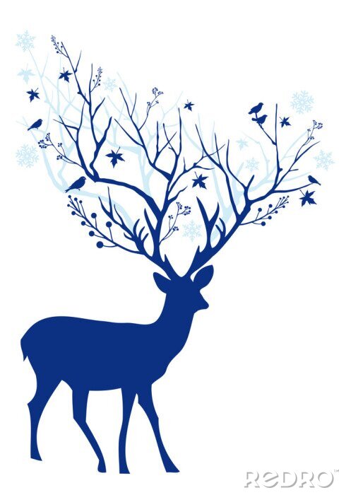 Poster  Cerf bleu de Noël, vecteur