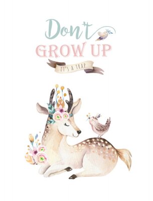 Poster  Cerf bohème à l'aquarelle