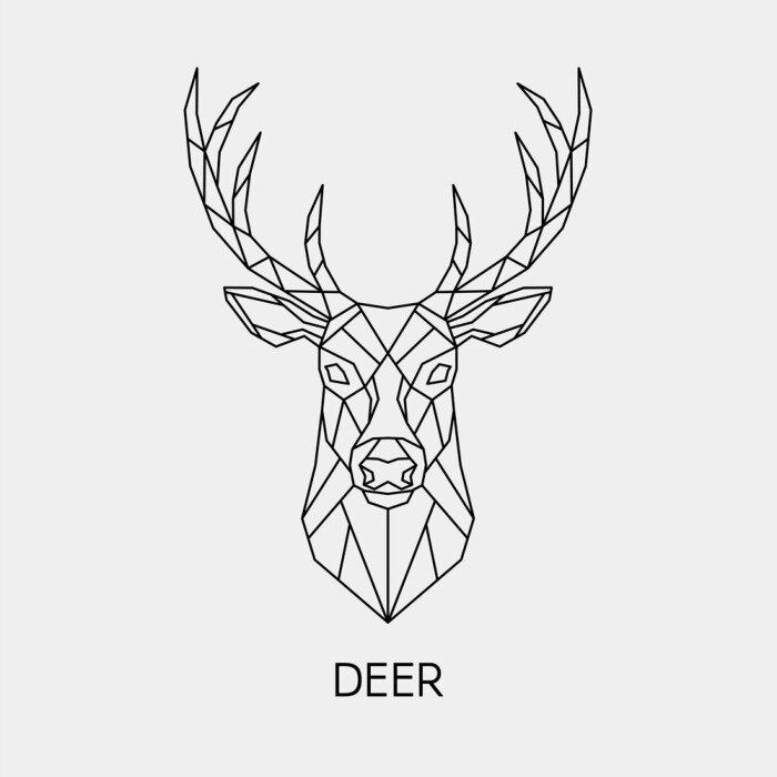 Poster  Cerf géométrique noir et blanc