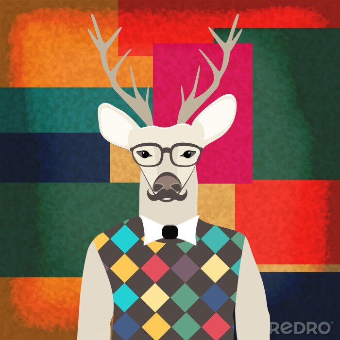 Poster  Cerf scandinave hipster